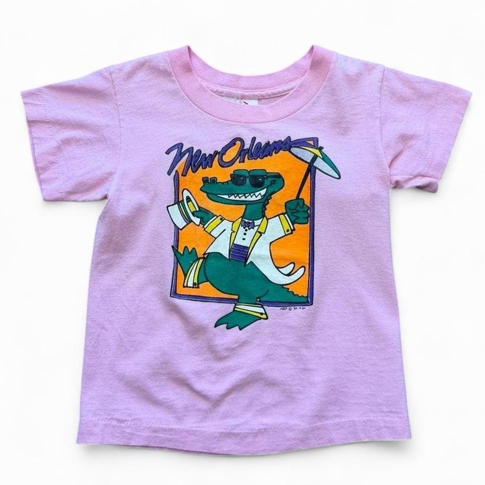 Vintage 1989 New Orleans Dancing Alligator Kids Youth Graphic Souvenir T-shirt
